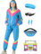 Coseaon 80er 90er Jahre Outfit Damen Trainingsanzug Jacke Hose Anzug 80er Retro Kleidung Accessoire 80s Kostüm Halloween Karneval Party (Blau, L)
