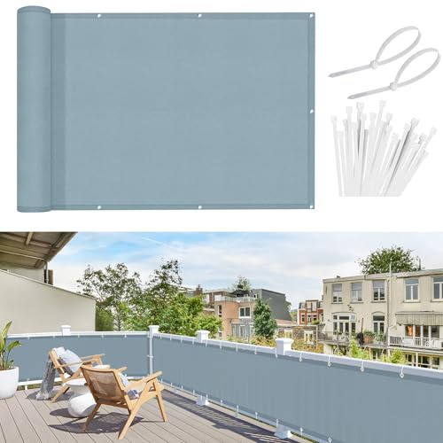 Sunnylaxx 90x500cm Balkon Sichtschutz Lichtblau Mit Kabelbinder