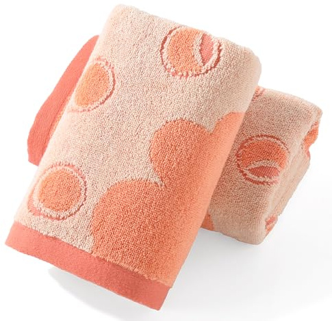 YiLUOMO Handtücher, 2er-Set, superweich, 100 % Baumwolle, Blumenmuster, schnell trocknend, sehr saugfähig, dekoratives Handtuch, 33 x 73 cm, Orange