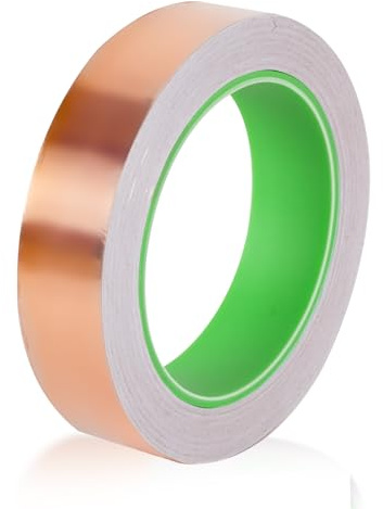Pinkgarden Copper Foil Tape, Snail Slug Repellent Tape, Copper Tape with Conductive Adhesive for Electrical Repairs, Guitar, EMI Shielding, Crafts, Grounding, Stained Glass (1 Roll (25mm x 20m))