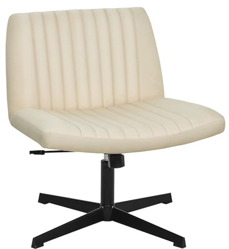 PayLessHere Criss Cross Stuhl, armloser Bürostuhl mit gekreuzten Beinen, breiter, bequemer Schreibtischstuhl ohne Räder, modern, höhenverstellbar, drehbarer Stoff, Schminkstuhl, Computer-Arbeitsstuhl