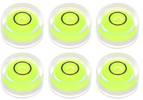 sourcing map 6pcs Round Bubble Level 12x6mm Mini Circular Bullseye Spirit Levels for Leveling Camera Tripod Telescope Workshop Turntable Pictures Frame, Green
