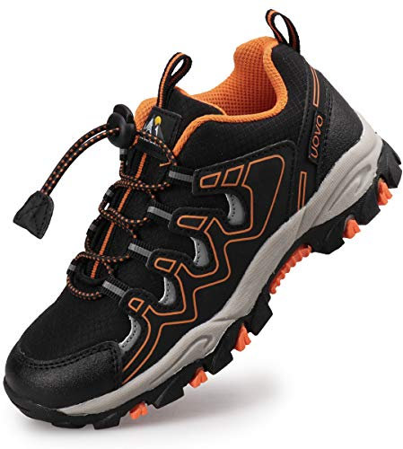 UOVO Turnschuhe Jungen Wanderschuhe Sneakers Kinder Trekking Schuhe Outdoor Sportschuhe Laufschuhe Schwarz 38