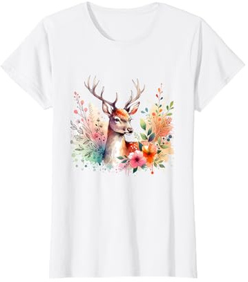 Trachtenshirt Damen Hirsch Rosen Blumen Trachtenhemd Dirndl T-Shirt