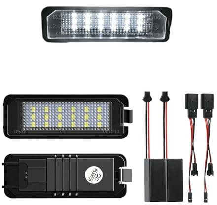QASULER 2x LED License Plate Light Number Lamps, for VW, for Caddy, for Touran, for Touareg, for Atlas Crafter Amarok, for Multivan Arteon, for Bora Fox, for Eos, for T-Roc Lupo LED Number Plate Light