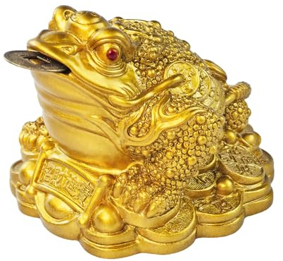 Feng Shui Frosch Glücksfrosch Frosch Schatz mit Münze für Zuhause, Büro, Arbeitszimmer, Wohnzimmer, Büro, Geschäft, Auto, 6 x 6 x 5 cm