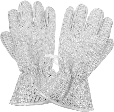GARVALON Kitchen Insulation Gloves Gloves Kitchen Durable Silver Wire Kitchen Gloves Heat Resistant Dishwasher Gloves for Cooking Cleaning