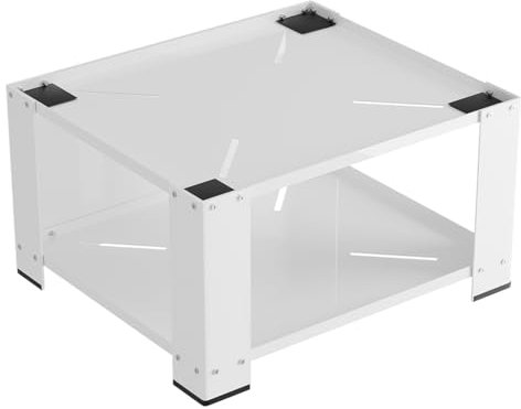 Fiqops Waschmaschinen Untergestell mit Ablage bis 150kg, Waschmaschinen-Unterschrank, stabiler Waschmaschinensockel als Unterbau auch für Trockner, Kühlschrank, 60.6x60.6x40cm weiß