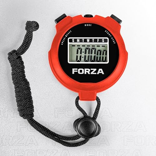 FORZA Stopwatch | Multi-Functional Sports Stopwatch Timer for Coaches, Athletes and Schools with Water-Resistant, Easy-to-Read Display - Choose Your Colour! (Red, Pack of 5)