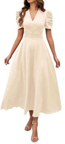 TOFOTL Ventes Flash du Jour Robe Femme Manches Courtes Respirant Vêtements Couleur Uni Robe Soiree Femme Chic Plage Chic Et Elegant Marque Pull Robe Baggy Deguisement Casual Pas Cher Beige XL