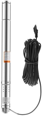 Pompa per fontane profonde da 370 W, compatibile con la sabbia, 2 pollici, in acciaio inox, con cavo da 15 m, pompa a tubo da 5 bar, pompa a immersione automatica, profondità di trasporto 55 m