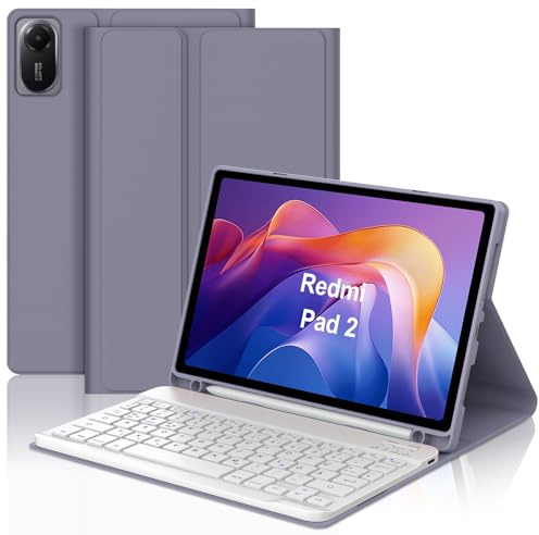IVEOPPE Hülle mit Tastatur für Xiaomi Redmi Pad 2 & Pad SE 11 Zoll, Lila | Bluetooth Abnehmbarer Tastatur für Redmi Pad 2 (2025)/SE (2023) 11 Zoll, Deutsches QWERTZ Layout