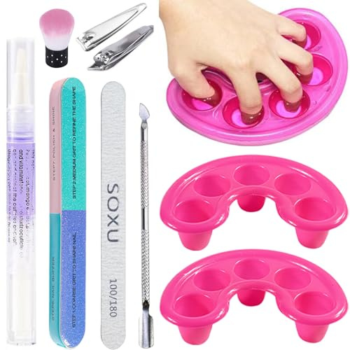 Nail Soak Off Bowl: 2 PCS Acrylic Nail Remover Nail Soaking Bowl - Nail Polish Remover with Nail Clippers Cuticle Oil Pen Cuticle Tool Sets - Quickly Nail Varnish Remover Tools