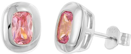 trendor Damen-Ohrringe 925 Silber Ohrstecker Zirkonia Pink 21440-09