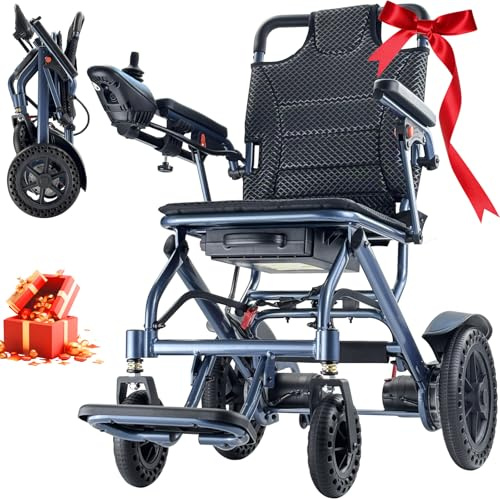 Elektrorollstuhl Faltbar, 170KG Tragkraft Elektrorollstuhl Faltbar Leicht elektrische rollstühle mit Doppelsteuerung & 500W Motor & Elektromagnetische Bremse für Senioren, 10Ah Lithium-Akku/bis17 km