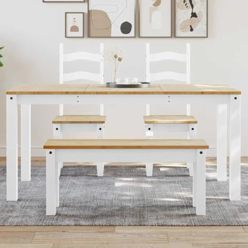 NIVVHOH Esstisch Weiß 160x80x75 cm Massivholz Kiefer minimalistischer Stil eleganter Charme für Küche und Esszimmer