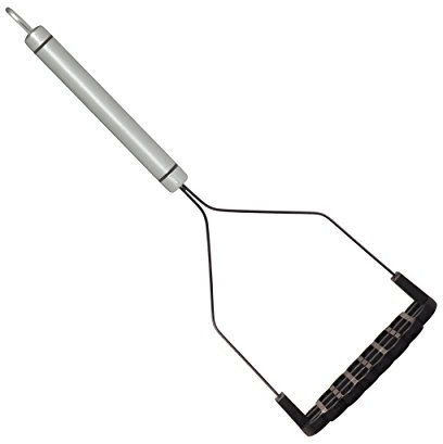 KitchenCraft Professional Potato Masher with Non Stick Safe Nylon Head, Stainless Steel, 28 cm, Silver/Black