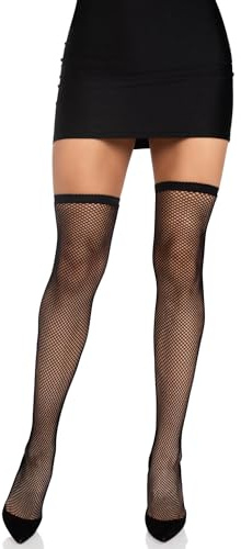 Leg Avenue Women's Top Fishnet Thigh Highs, Black, One Size