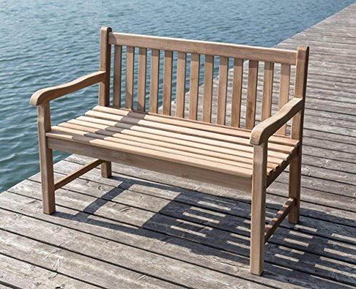 Linder Exclusiv Stabile Bank Gartenbank Picadelly 120 cm in Premium Teak mit Armlehne