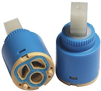Cartuccia di ricambio in ceramica per rubinetto – 2 pezzi, tre fori (25 mm / 35 mm / 40 mm) per miscelatore di acqua calda e fredda, Ceramica, 25 mm