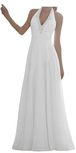 JAEDEN Robes de mariée Robes de Mariage Longue Femmes Robe Nuptiale Chiffon Dos Nu V-Cou