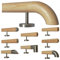 TIBU Kiefer Holz Handlauf Geländer 0,3m - 5m, Länge 250 cm, Ende Holzkrümmling und 4 gerade Halter