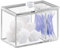 iDesign Organizer bagno con coperchio, Elegante porta dischetti struccanti in plastica con 2 scomparti, Pratico porta cotton fioc e organizer cosmetici, trasparente