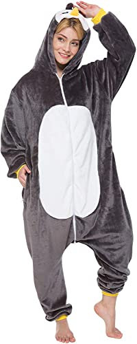 corimori 1852 Pablo der Pinguin Damen Herren Onesie Jumpsuit Anzug Einteiler Kostüm Verkleidung Gr. 180-190cm, Schwarz