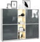 Vladon Highboard Cuba V3, Made in Germany, Weiß matt/Grau Hochglanz inkl. LED - Moderne Anrichte mit 12 Fächern (130,5 x 105,5 x 35,5 cm)