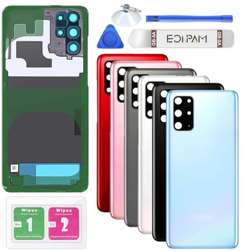 Eonpam Akkudeckel für Samsung Galaxy S20+ Plus G985/G986 Blau | Backcover Original Qualität Rückseite Akkudeckel Rückseite Glas Back Glass Backcover Glas mit Kameraglas Reparatur Set.