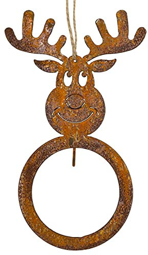Meisenknödelhalter Elchkopf Rost zum Hängen Edelrost Tier Futterstelle Metall H=27,5 cm