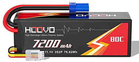 HOOVO 11.1 V Lipo Battery 3S 7200 mAh 80C Hard Case Battery with EC5 Connection Plug for RC 1/8 1/10 Scale Vehicles Car Truck Boats