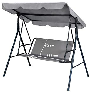 KRASGO Ersatz-Schaukelsitzbezug für Gartenschaukel, Sitzbezug für Gartenmöbel, Schaukel, Bankabdeckung (138 x 52 x 52 cm, grau)