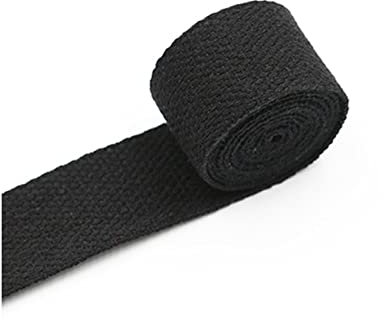 25mm 38mm Breit Baumwolle Gurtband, 5 Meter Canvas Baumwollband für Rucksäcke Nähen (38MM, Schwarz)