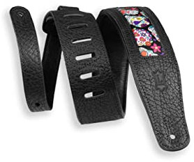 Levy's Leathers Unisex-Erwachsene Levy's Calaca Series Leder, 6,4 cm (2,5 Zoll) Gitarrengurt, Calavera Augen und Totenkopf, 2.5