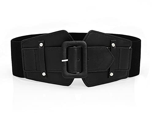 AABDTYYD Stretchgürtel Damen,Elastischer Damen Taillengürtel, Vintage Damen Gürtel für Kleid,Hemden Elastischer Kleidgürtel Stretch,7,5cm Breit(Schwarz)