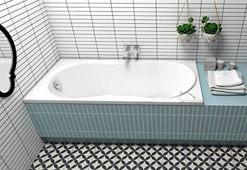 ECOLAM Baignoire rectangle acrylique Gracja Polimat 160x70 cm pieds, siphon et silicone, Baignoire en acrylique blanc