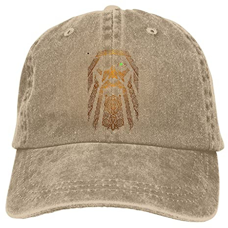 AHTCPO Viking Odin Washed Denim Baseball Cap für Männer, Norse Vintage Einstellbare Baumwolle Baseball Cap Trucker Hat Golf Hat, Country Club Hut,Hats 3,59cm