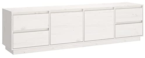 vidaXL Mueble para TV Auxiliar Soporte Televisión Compartimiento Almacenamiento Salón Sala de Estar Dormitorio Madera Maciza de Pino Blanco