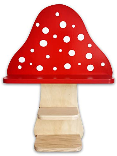 Ella & Emma Schwebendes Pilzregal aus Holz - Badezimmerregale, Crysta-Regal, Pilz-Dekor, Wandregale, Heim Schweberegal als Eck-Bücherregal, Küchendekoration, Kristallregal, Hängeregale