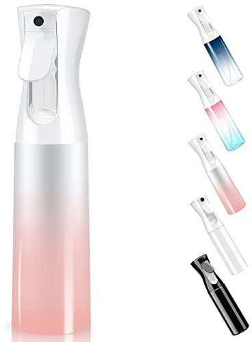 WOODFIB Spray Bottle for Hair, Continuous Fine Mist Water Spray Bottle, 300ml Empty Spray Bottle for Home Cleaning, Plants, Hairdressing (Gradient Pink)
