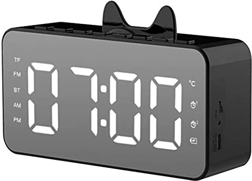 RALIRA Alarm Clock Radio Desk Clock Lcd Alarm Clock Display Bluetooth-Compatible Music Playing Digital Alarm For Home Office, Pink