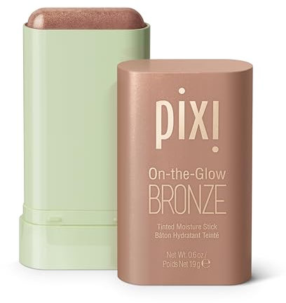 Pixi On-The-Glow Bronze - Bronceador Hidratante En Barra Con Color Y Brillo Suave, Con Ginseng, Aloe Vera Y Extractos De Frutas, Para Mejillas Y Labios, 19 G (0.6 Oz), Sin Parabenos