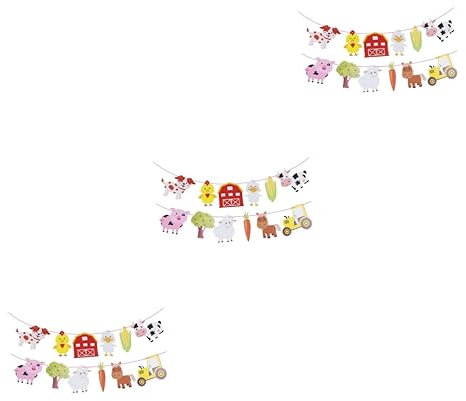 TOYANDONA 3stücke Farm Tiere Banner Dekoration Bunte Papier Girlande Für Geburtstagsfeiern Und Kinderpartys Für Themenpartys Im Freien Und Innenräume