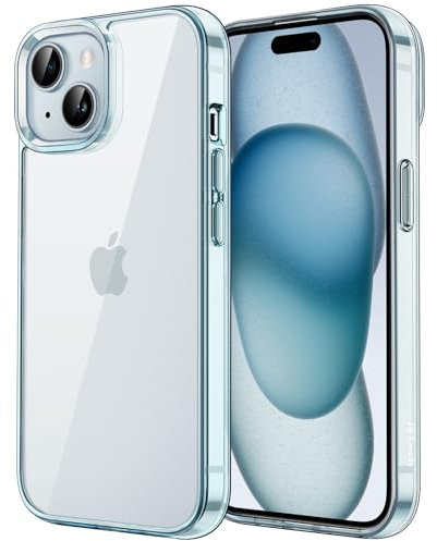 JETech Case for iPhone 15 6.1-Inch, Non-Yellowing Shockproof Phone Bumper Cover, Anti-Scratch Clear Back (Blue)
