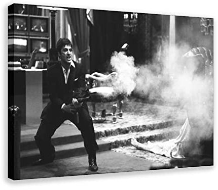 SORECI Tony Montana Poster Scarface Leinwand Poster Wandkunst Dekor Druck Bild Gemälde für Wohnzimmer Schlafzimmer Dekoration Rahmenstil 40 x 60 cm