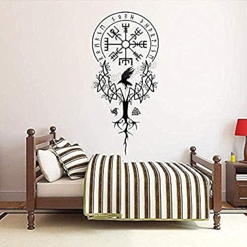 Wikinger-Baum-Wandtattoo, Wikinger-Wandaufkleber, Wikinger-Wanddekoration, Abnehmbare Schlafzimmer- Und Wohnzimmer-Dekoration, Tapete, 89 X 42 Cm,outstanding78