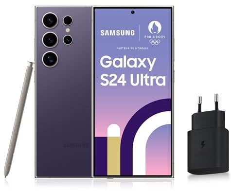 SAMSUNG GALAXY S24 Ultra, Smartphone Android 5G, 512 Go, Chargeur secteur rapide 25W inclus [Exclusivité Amazon], Smartphone déverrouillé, Violet, Version FR