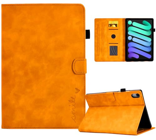 AsWant Hülle für iPad mini 6 (8,3 Zoll, 2021 Modell, 6. Generation)- Senior PU Leder Ultradünn Schutzhülle Kompatibel mit iPad mini 6 (Orange)