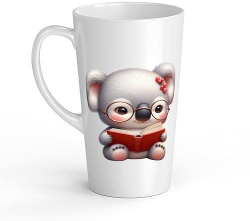 Koala Kids Mug en cerámica blanca - grande 483 ml, perfecto para chocolate caliente o leche, divertido y fácil de usar
